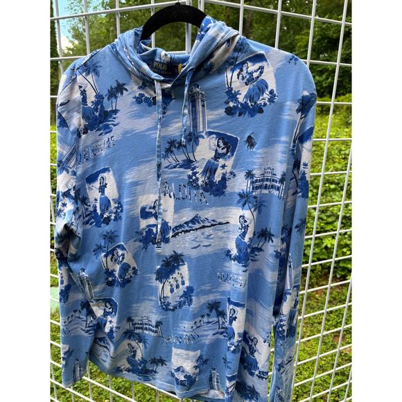 POLO RALPH LAUREN MEN'S ALOHA HAWAII BEACH FLORAL PRINT COTTON HOODIE XL TG - Picture 1 of 4